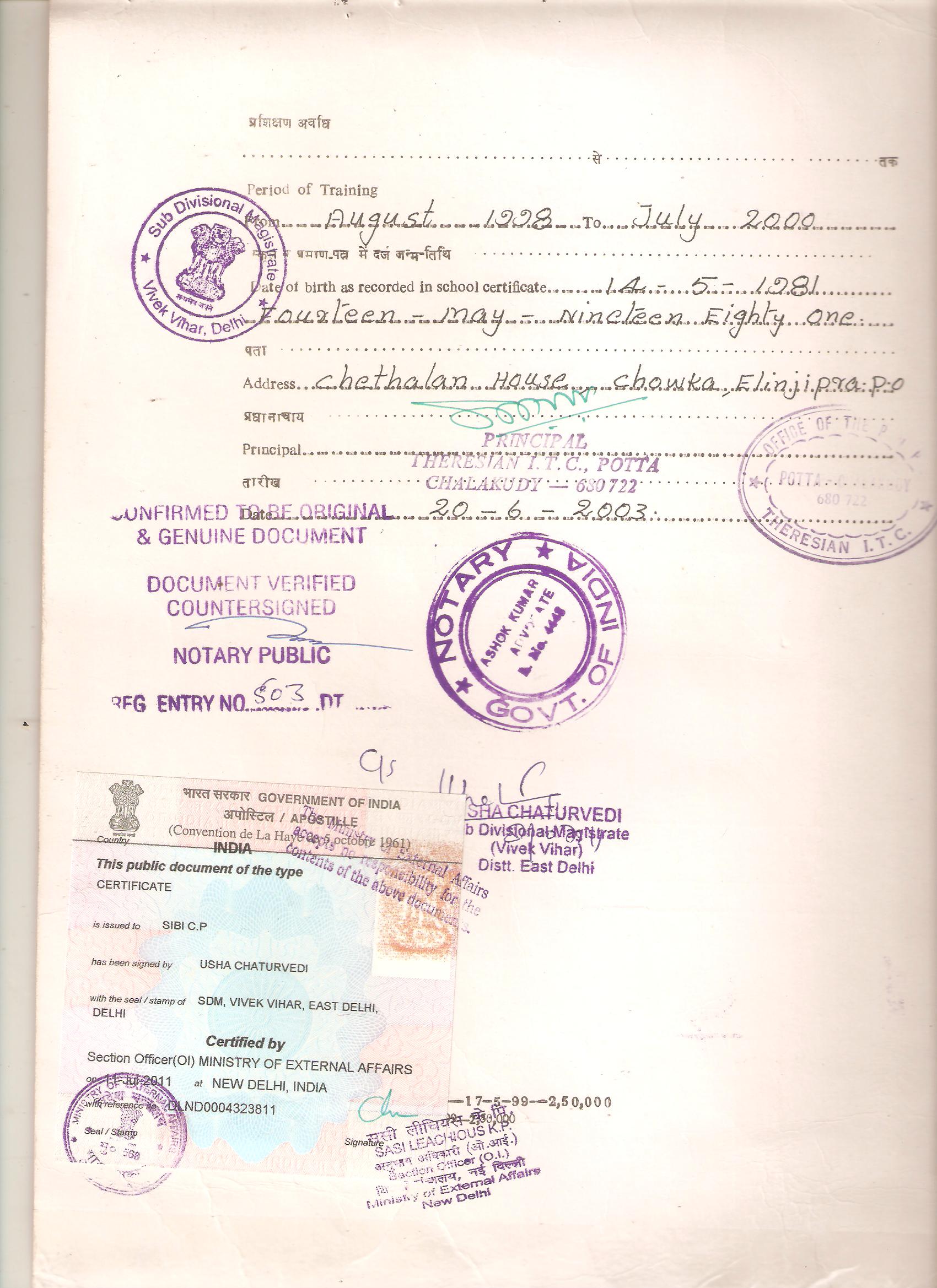 divorce document decree Certificate  in Apostille India Certificate  Service